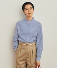 AMBIDEX Store 〇無地・ストライプ 前あきスタンドカラーシャツ(F