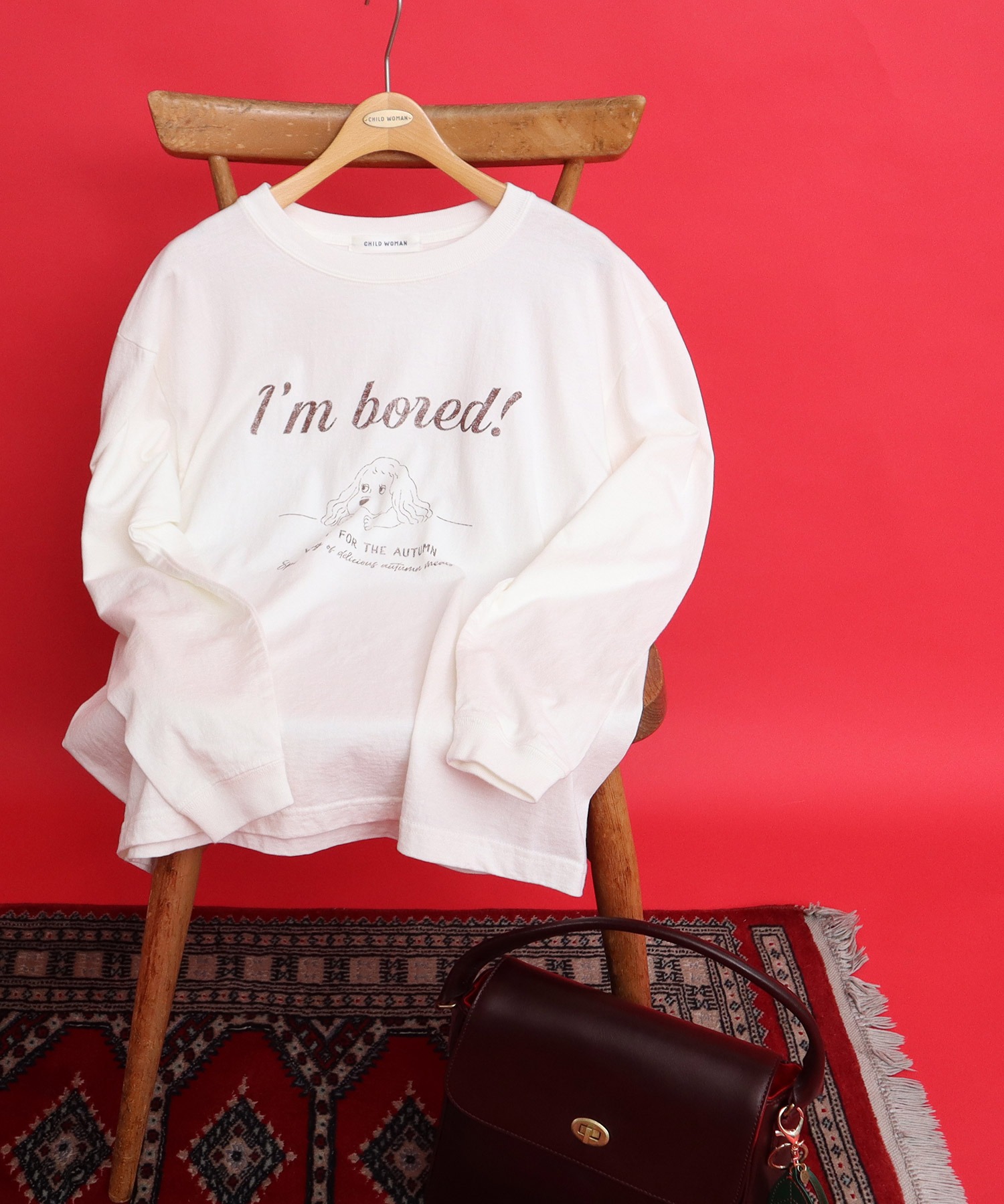tシャツ 16/-天竺 秋を待つ犬プリント ロンＴ レディース AMBIDEX Store 【予約販売】○16/-天竺 秋を待つ犬プリント ロン
