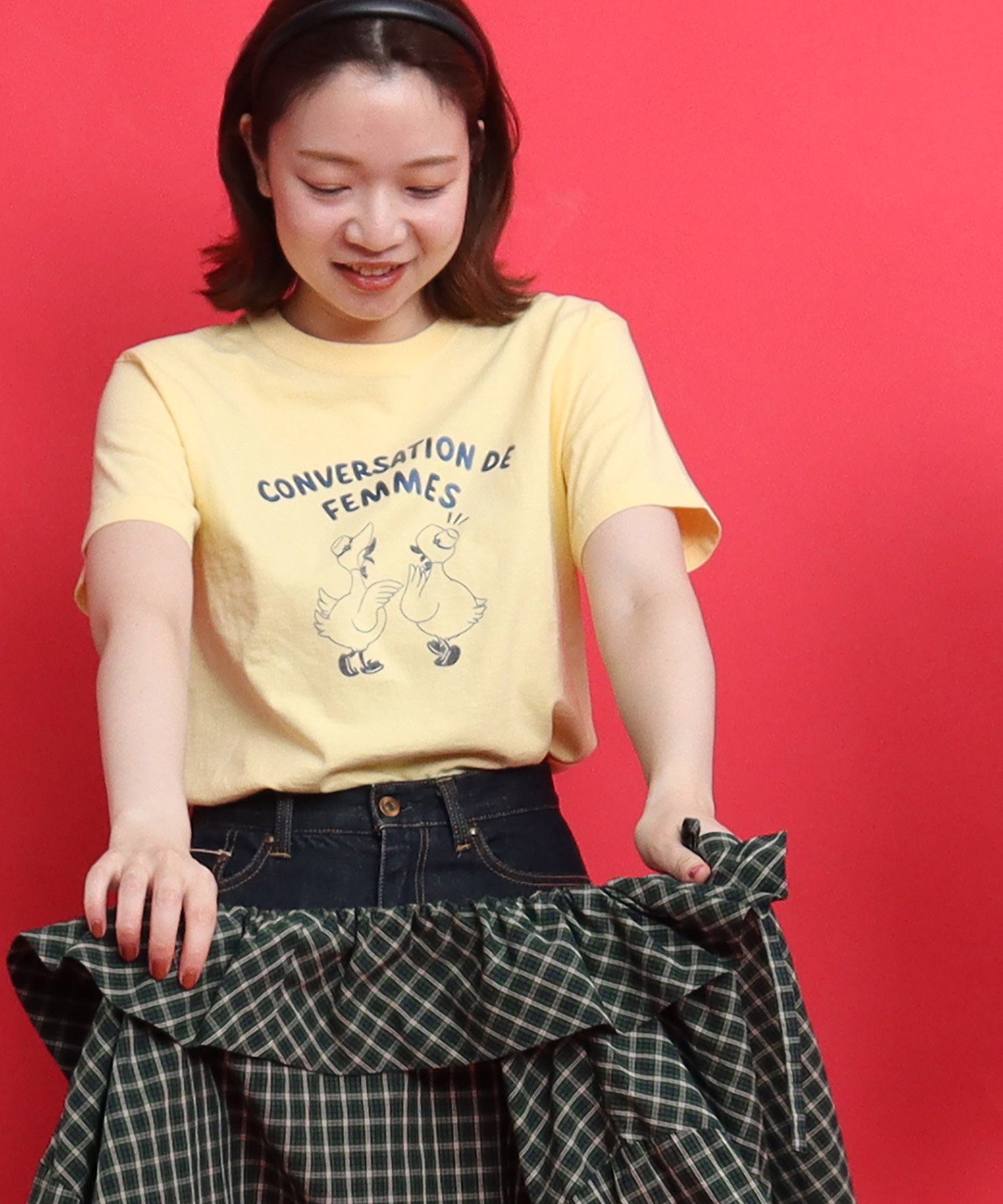 AMBIDEX Store △○アヒルの会議プリント ミニTシャツ(F アオ