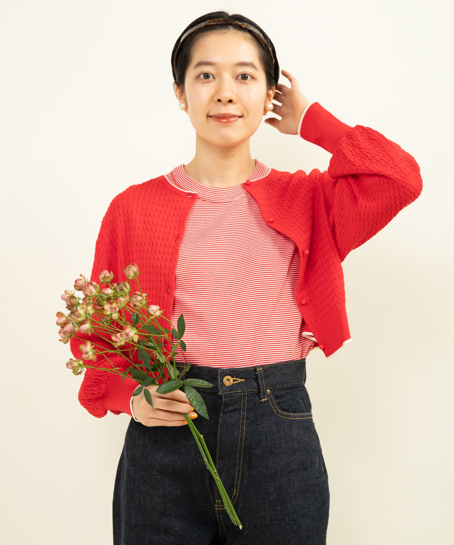 AMBIDEX Store ○○coolcottonケーブル編み ショートクルー