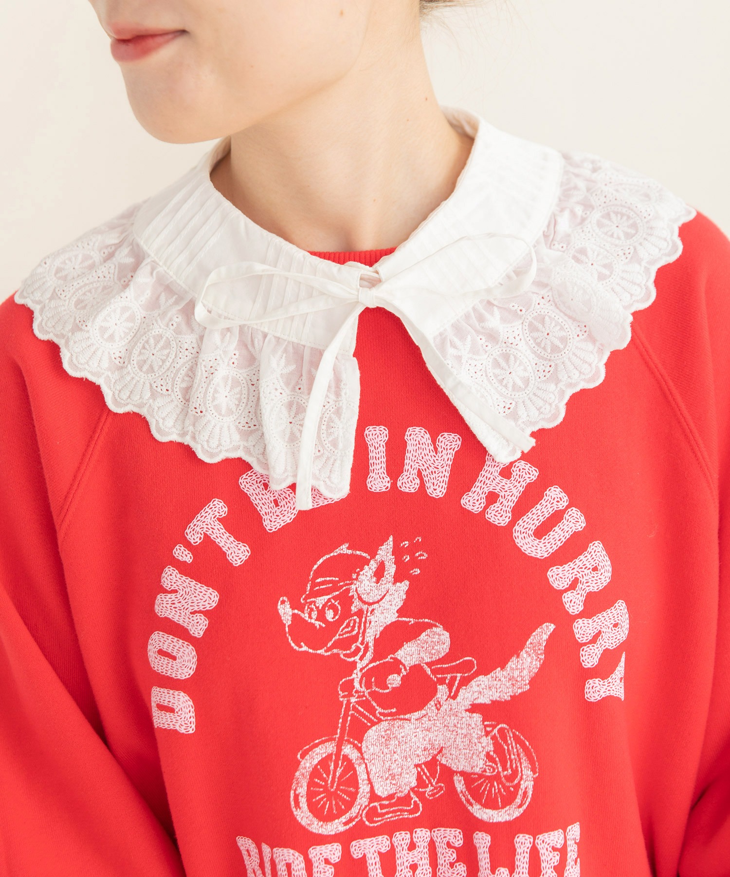 ブロードレースピンタック フラットカラー付け襟