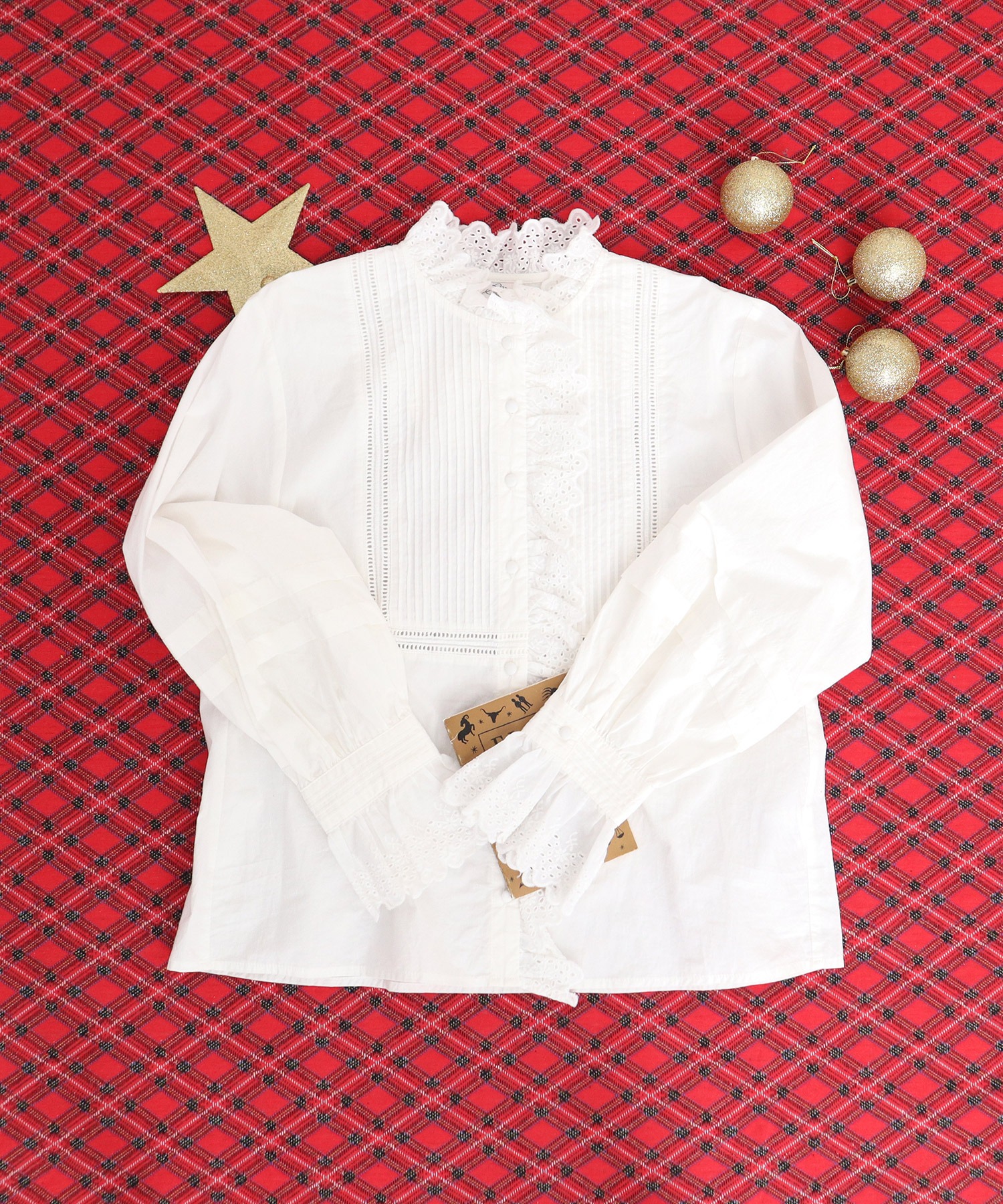 AMBIDEX Store △〇ブロード レースピンタック スタンドブラウス(F