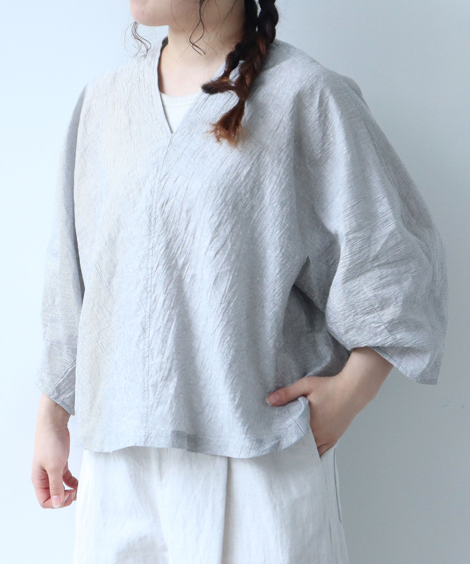 AMBIDEX Store ○単色スカラップ刺繍ブラウス(F ベージュ): yuni