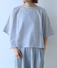 AMBIDEX Store コットン ボーダー ワイドプルオーバー(F グレー