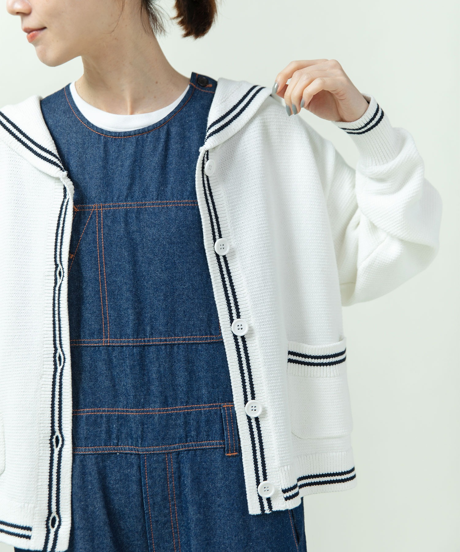 AMBIDEX Store △○【WEB限定カラー】セーラーカラー 配色カーディガン