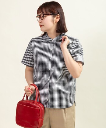 【美品】  Paul Harnden / ポールハーデン | Baygril / チェック レギュラーカラー シャツ ブラウス | M | Red altan | レディース Paul Harnden（ポールハーデン） *コットンボタニカル柄シャツ*S長袖