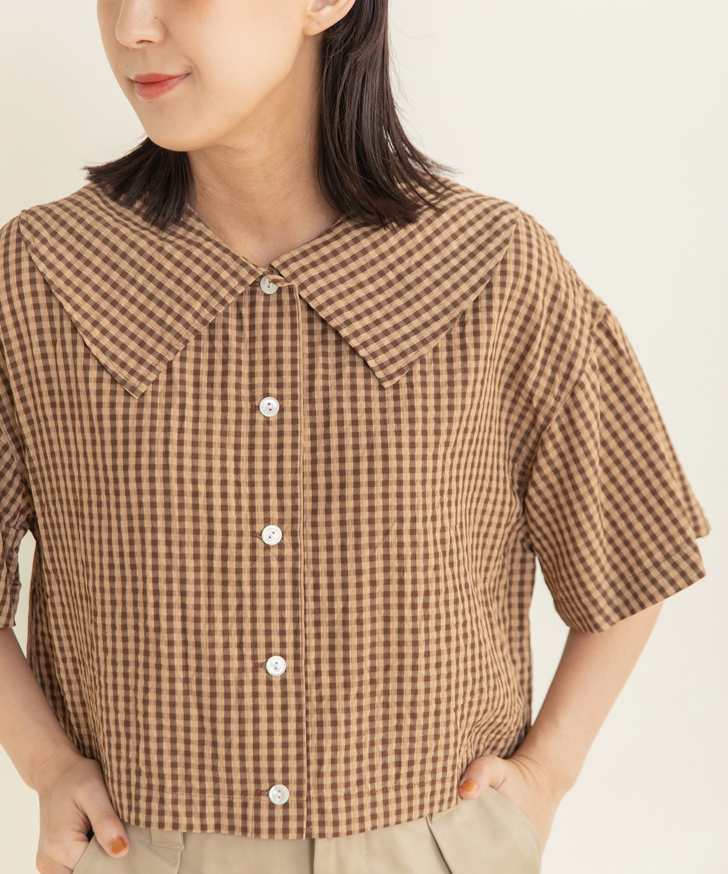 dot and stripes CHILD WOMAN 赤ギンガムチェックパンツ