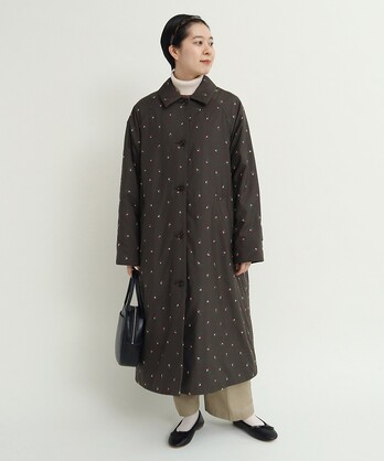 ビュルデサボン　ツイル裏付きステンコート/丸襟/膝丈 ビュルデサボン ツイル裏付きステンコート/丸襟/膝丈