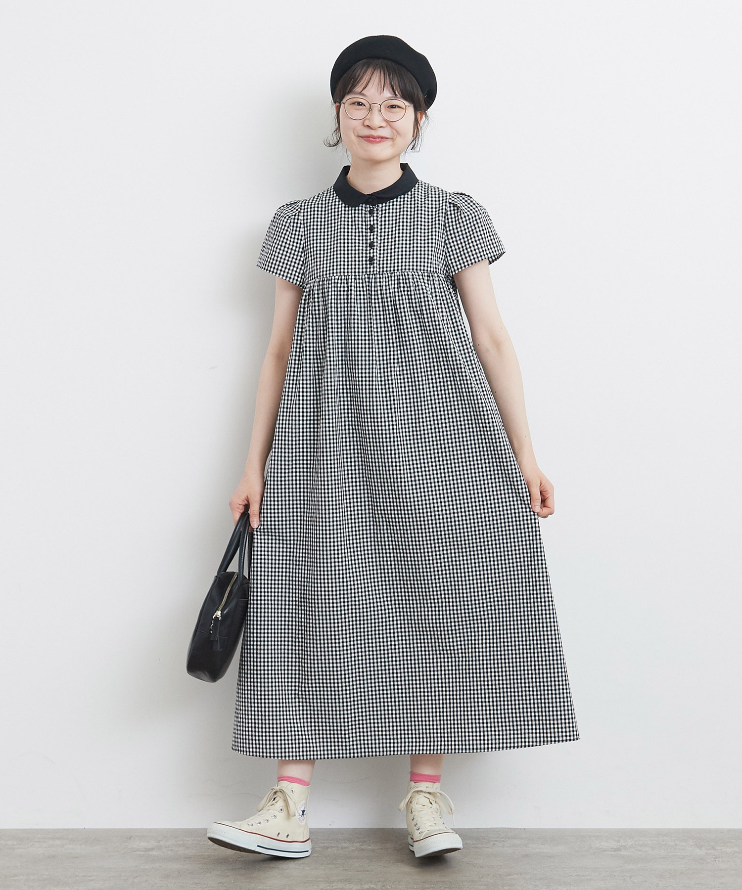 AMBIDEX Store △○【WEB別注】ギンガムチェックパフスリーブワンピース(F クロ): Dot and Stripes CHILD  WOMAN