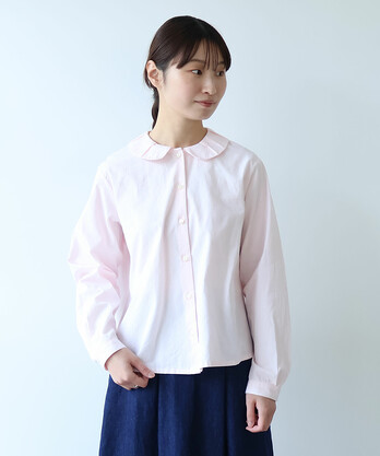 ビュルデサボン 丸襟ブラウス 長袖 白 bulle de savon 丸襟ブラウス