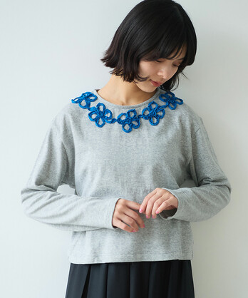 CRESCENT DUO　テープ刺繍のカットソー　プルオーバー　Tシャツ CRESCENT DUO テープ刺繍のカットソー プルオーバー Tシャツ