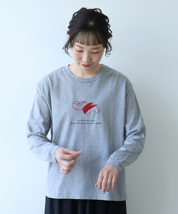 【NOBLE✖️L'AUBE BLANC】ハートネックロングT ブラウン noble×laubeblanc ハートネックロングTシャツ ブラウン NOBLE✖️L