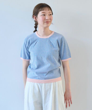 【ビュルデサボン】Ｔ／Ｃカールマイヤー furifuriベスト ブルー AMBIDEX Store bulle de savon/bulle de savon/トップス/ニット / セーター