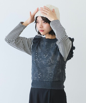【美品】l'atelier du savon ピンクニット セーター 長袖 美品】l'atelier du savon ピンクニット セーター 長袖