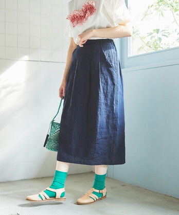 ○LINEN washer　tuckスカート