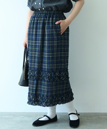 極美品】bulle de savon 花柄チェックスカートambidex