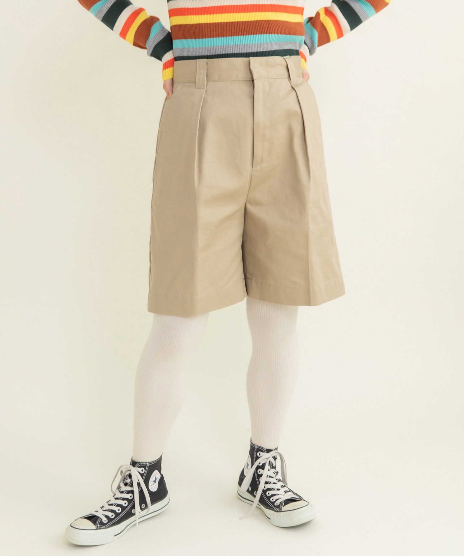 ショート丈NEWYORKロゴTシャツ+ベルト付きクロスデザインパンツ(2set) ショートパンツ 全2色 ベルト付き[品番：JSFW0013333]｜JS