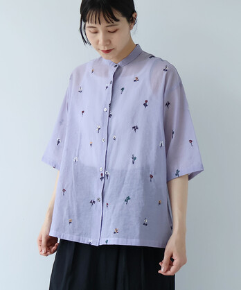 �R�b�g��/�i�C���� sheer floral�h�J half sleeves �V���c