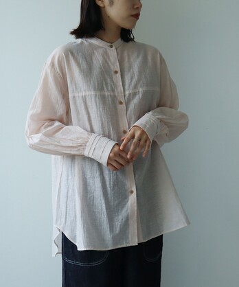 ○recycle Cotton/Nylon banded collar ブラウス
