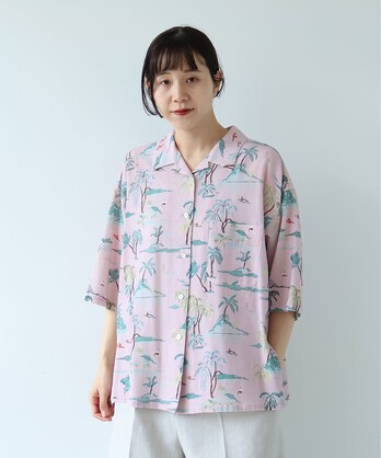 �y�\��̔��zIsland print open collar �V���c