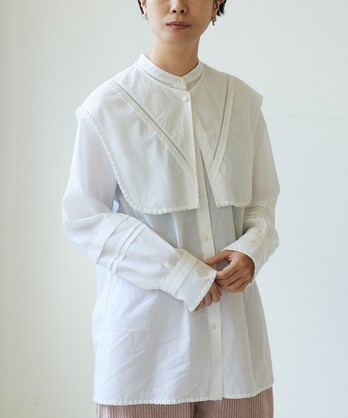 △cotton/cupra　embroidaly separate collar blouse