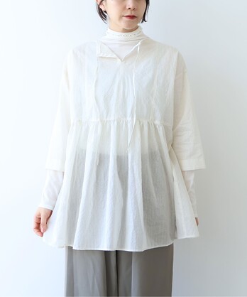 �y�\��̔��zCotton Polyester stripe tunic tiered 2way �u���E�X