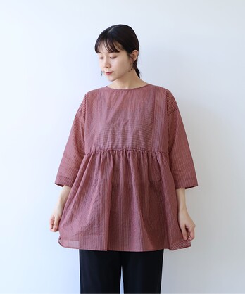 �y�\��̔��zCotton Polyester stripe tunic tiered 2way �u���E�X