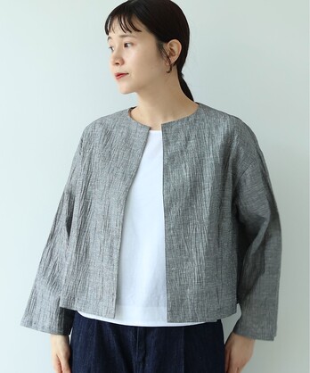 新品⭐︎EMMA TANK PALLADIO GRID リボンショルダーブラウス moment+ ブラウス シャツ ライトオンスデニムショルダーリボンペプラム