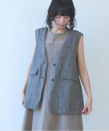 �y�\��̔��zHemp/C heringbone long Vest
