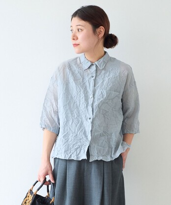 AMBIDEX Store △○花カットジャカードシャツブラウス(F クロ): yuni