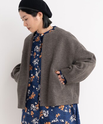 ○cotton/wool/cashmere boa keyneck ブルゾン