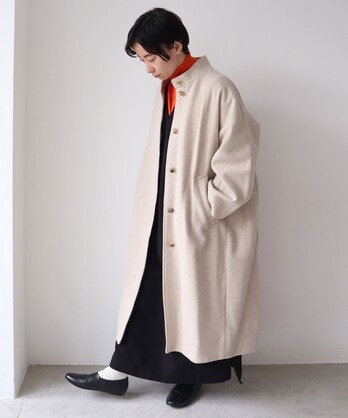 ○Wool/super100  wide stand collar　コート