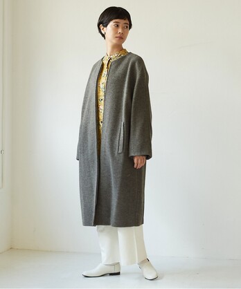 cotton/wool/cashmere boa cocoon no collar コート