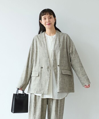 美品 yuni ユニ　アンビデックス　アンゴラ混ウールノーカラーコート グレー yuni ユニ アンビデックス アンゴラ混ウールノーカラーコート