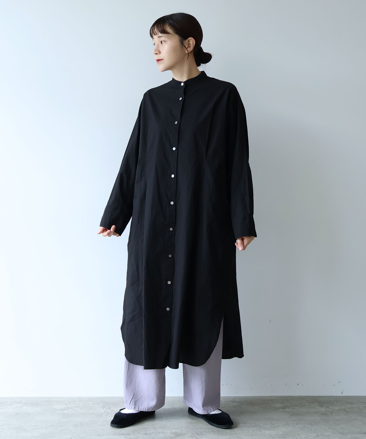 yuni ユニ ロングシャツ yuni 黒 シャツワンピース 長袖 ロングシャツ ユニ - メルカリ