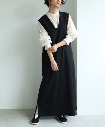 【予約販売】○80/2強撚ギャバコットン jumper skirt