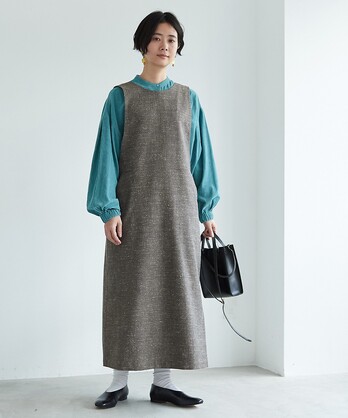 ○slab nep tweed　jamper skirt