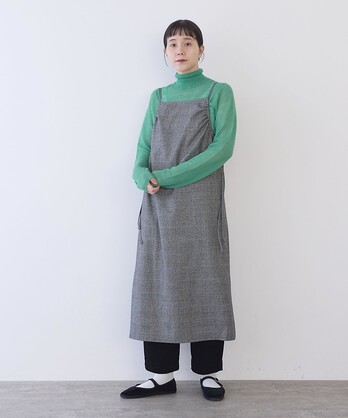 washable wool check drawstring s[X