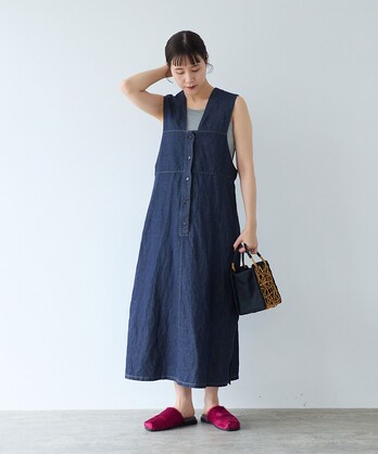 WEB限定】サイドライン ノースリーブワンピース ―ウォッシャブル―