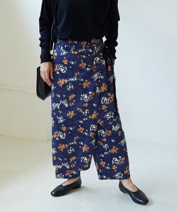 ○かすれflower print wrap pants