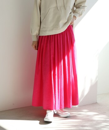 ○コットンキュプラ product dye pleated gumスカート