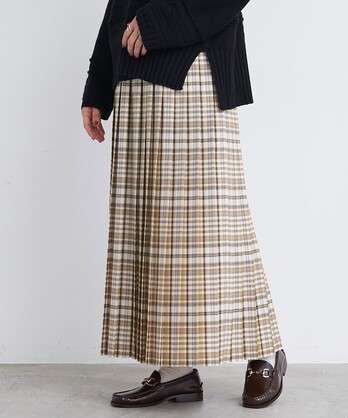 ○Wool　polyester check pleats　skirt