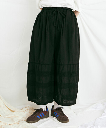 LACE STRIPE�h�J CROPPED �p���c