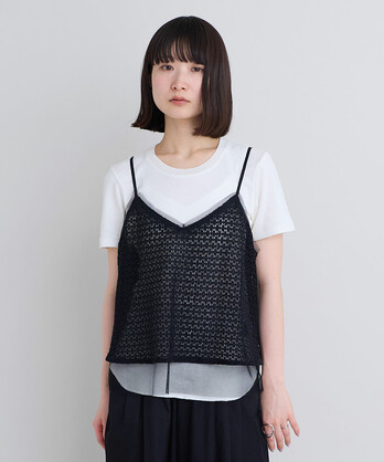 【限定値下げ・新品】andwang Cross lace tanktop 黒 AMBIDEX Store 【予約販売】綿ナイロンレース キャミソール(F クロ): iki