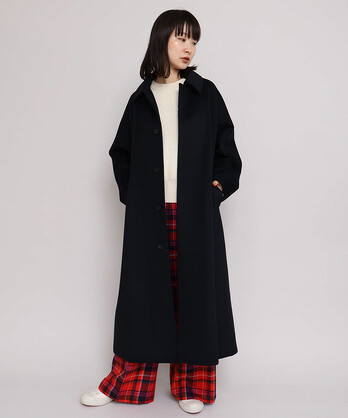 BEATING HEAT/オーバーサイズ/リバーシブルステンカラーコート/羊毛 ステンカラーオーバーサイズロングコート
