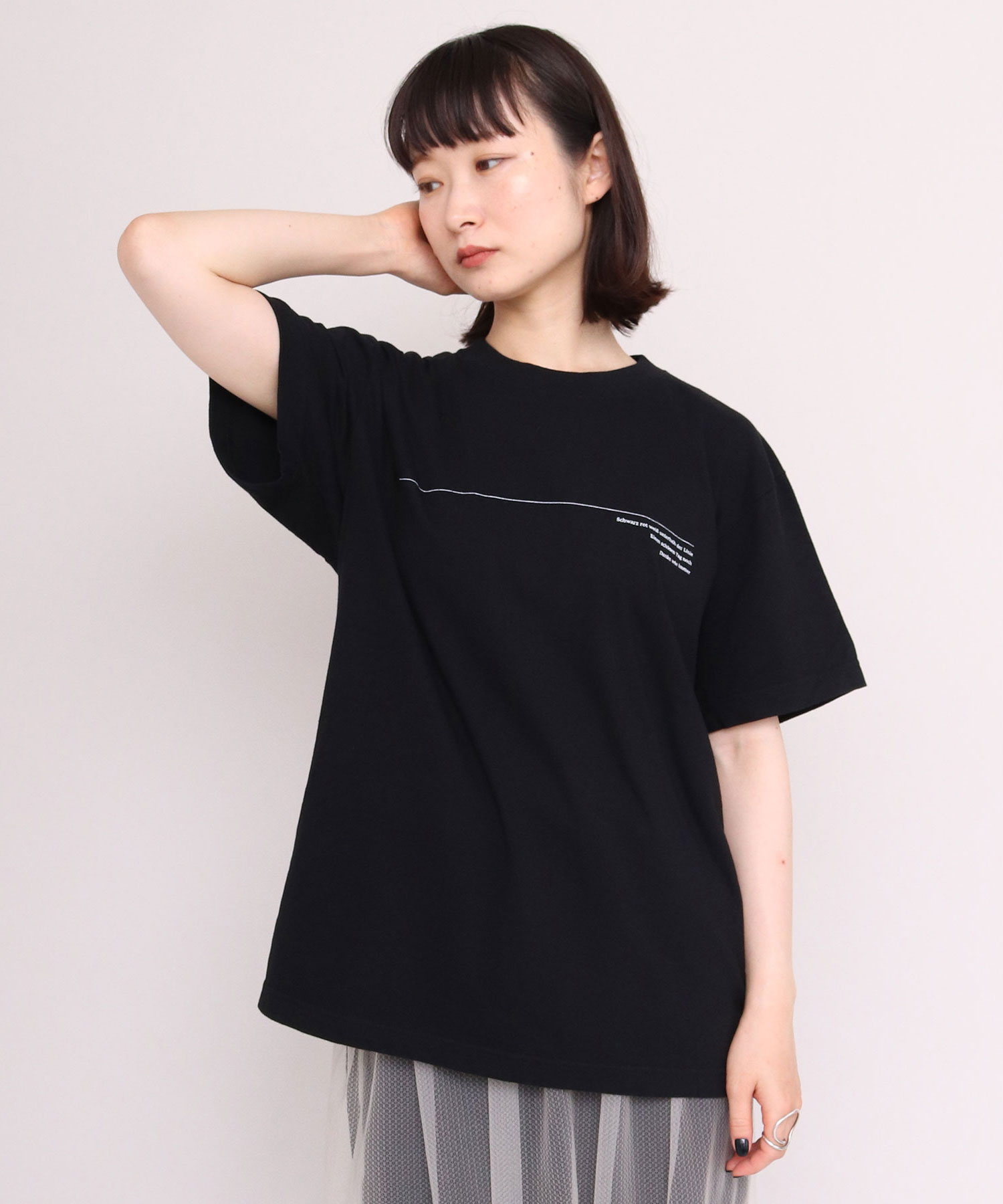 新品yuni ユニ 花刺繍 Tシャツ ブラック AMBIDEX アンビデックス
