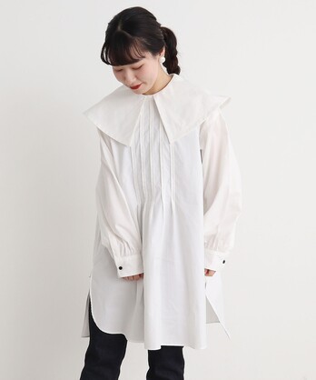 【予約販売】○malle　80/オックス　ケープ衿チュニックシャツ