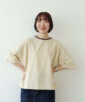 2018✨新品✨パドカレ ボーダーMIXブラウス グリーン セール】 コットンシルクサテン ピンタックボウタイブラウス （シャツ