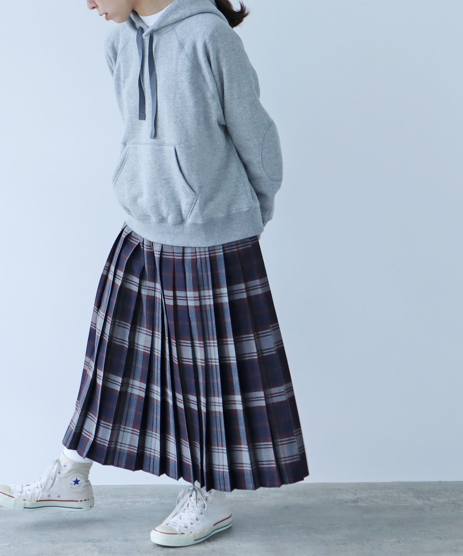 AMBIDEX Store △ウール混ビエラチェック プリーツスカート 