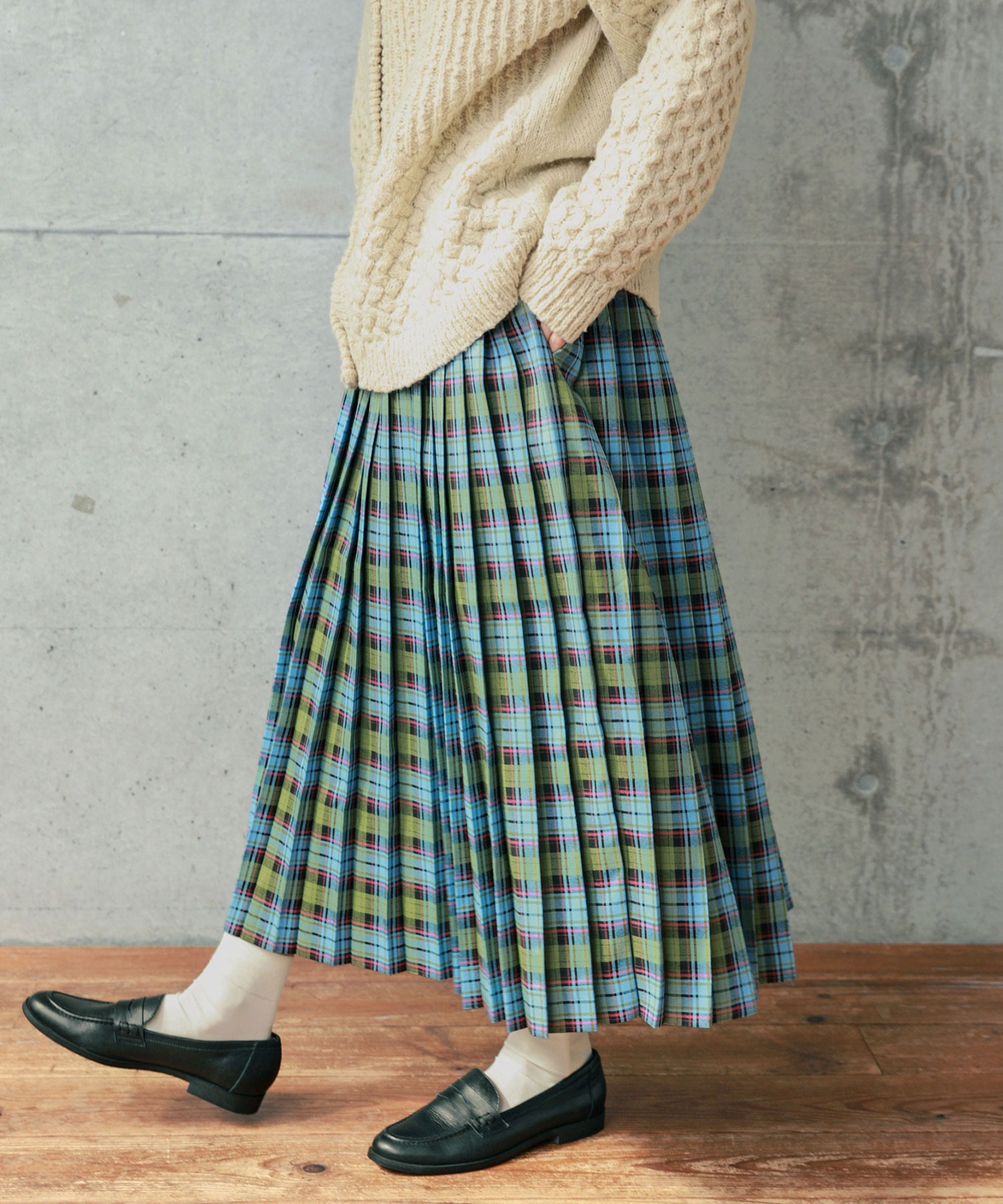 アトリエドゥサボン☆ ストライプチェックパッチワークスカート  